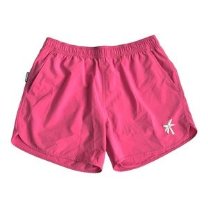 Bonobos Men’s Pink 5” Swim Trunks with embroidered Palm Tree design